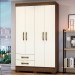 Guarda-Roupa Solteiro Fabuloso 4 Portas 2 Gavetas Castanho Hp/Off White - Briz