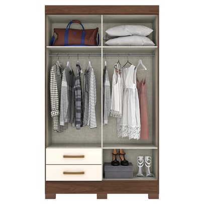 Guarda-Roupa Solteiro Fabuloso 4 Portas 2 Gavetas Castanho Hp/Off White - Briz