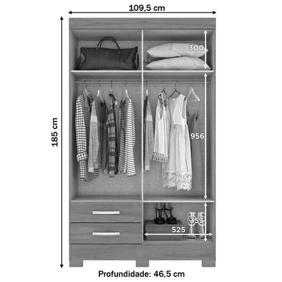 Guarda-Roupa Solteiro Fabuloso 4 Portas 2 Gavetas Castanho Hp/Off White - Briz
