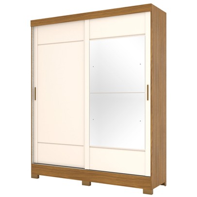Guarda-Roupa Solteiro Istambul 2 Portas 2 Gavetas com Espelho Nature/Off White - Briz