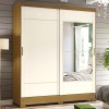 Guarda-Roupa Solteiro Istambul 2 Portas 2 Gavetas com Espelho Nature/Off White - Briz