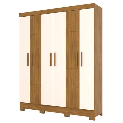 Guarda-Roupa Solteiro Malbec 6 Portas 2 Gavetas Nature/Off White - Briz