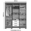 Guarda-Roupa Solteiro Mentor 6 Portas 3 Gavetas com Espelho Nature/Off White - Briz