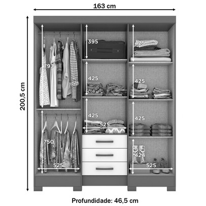Guarda-Roupa Solteiro Mentor 6 Portas 3 Gavetas com Espelho Castanho Hp - Briz