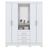 Guarda-Roupa Solteiro Nápole 4 Portas 3 Gavetas com Espelho Flex Branco/Rosa Chá - Briz