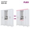 Guarda-Roupa Solteiro Nápole 4 Portas 3 Gavetas com Espelho Flex Branco/Rosa Chá - Briz