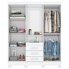Guarda-Roupa Solteiro Nápole 4 Portas 3 Gavetas com Espelho Flex Branco/Rosa Chá - Briz