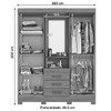 Guarda-Roupa Solteiro Nápole 4 Portas 3 Gavetas com Espelho Flex Branco/Rosa Chá - Briz