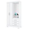Guarda-Roupa Solteiro Pequin 2 Portas 3 Gavetas com Espelho Flex Branco/Rosa Chá - Briz