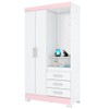 Guarda-Roupa Solteiro Pequin 2 Portas 3 Gavetas com Espelho Flex Branco/Rosa Chá - Briz