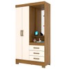 Guarda-Roupa Solteiro Pequin 2 Portas 3 Gavetas com Espelho Nature/Off White - Briz