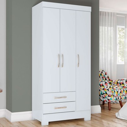 Guarda-Roupa Solteiro Sensi 3 Portas 2 Gavetas Flex Branco/Rosa Chá - Briz