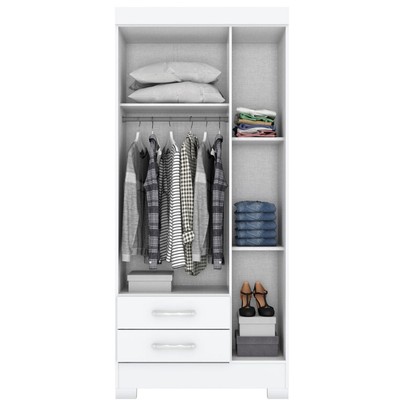 Guarda-Roupa Solteiro Sensi 3 Portas 2 Gavetas Flex Branco/Rosa Chá - Briz