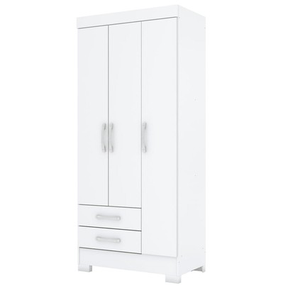 Guarda-Roupa Solteiro Sensi 3 Portas 2 Gavetas Flex Branco/Rosa Chá - Briz