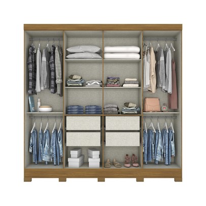 Guarda-Roupa Casal Toscano 8 Portas 4 Gavetas Nature/Off White - Briz