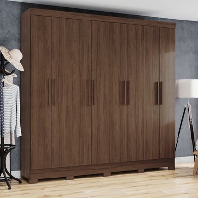 Guarda-Roupa Casal Toscano 8 Portas 4 Gavetas Castanho Hp - Briz