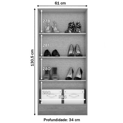 Armário Multiuso Zafira 2 Portas 3 Prateleiras Branco - Briz