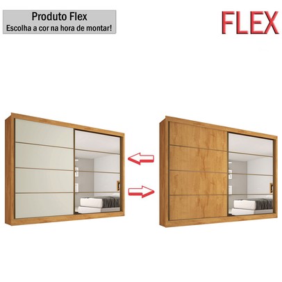 Guarda-Roupa Casal Sevilha 2 Portas 6 Gavetas 100% Mdf Espelhado Flex Peroba/Off White - Mademarques