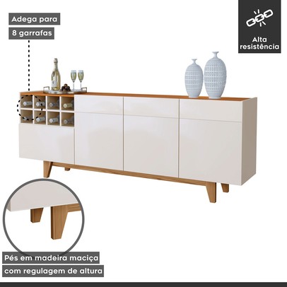 Balcão Buffet Duna com Adega 3 Portas 1 Gaveta Off/Naturalle - Mavaular