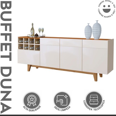 Balcão Buffet Duna com Adega 3 Portas 1 Gaveta Off/Naturalle - Mavaular