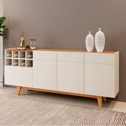 Balcão Buffet Duna com Adega 3 Portas 1 Gaveta Off/Naturalle - Mavaular