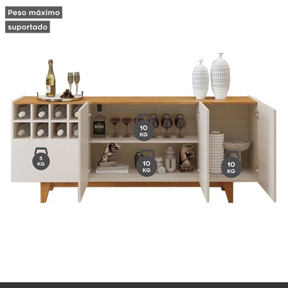 Balcão Buffet Duna com Adega 3 Portas 1 Gaveta Off/Naturalle - Mavaular