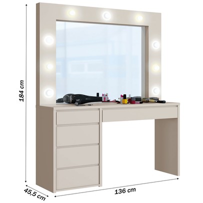 Penteadeira Anne 5 Gavetas Off White - Mavaular