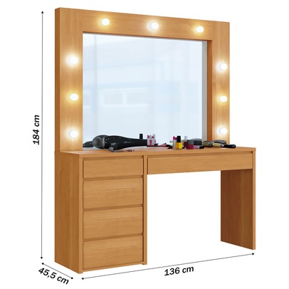 Penteadeira Anne 5 Gavetas Naturalle - Mavaular