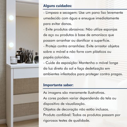 Penteadeira Camarim Requinte 1 Gaveta Branco - Mavaular