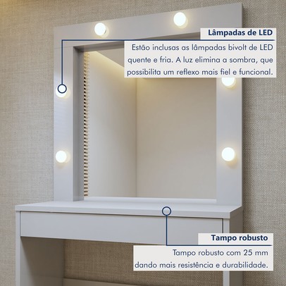 Penteadeira Camarim Requinte 1 Gaveta Off White - Mavaular