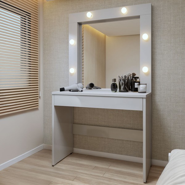 Penteadeira Camarim Requinte 1 Gaveta Off White - Mavaular