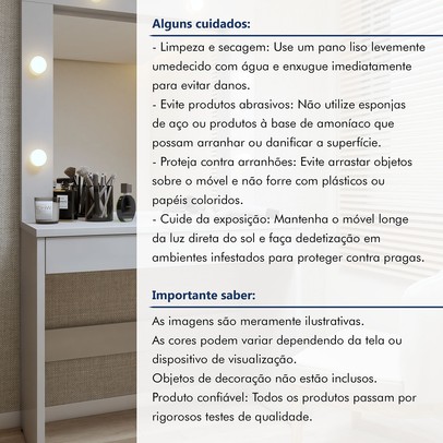 Penteadeira Camarim Requinte 1 Gaveta Off White - Mavaular