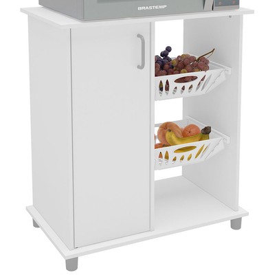 Armário de Cozinha para Micro-Ondas com Fruteira Planaltina 1 Porta Branco - Pnr Móveis