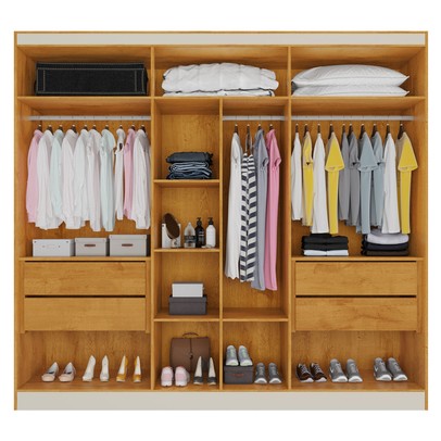 Guarda-Roupa Casal Oslo 6 Portas 4 Gavetas 100% Mdf Peroba - Mademarques