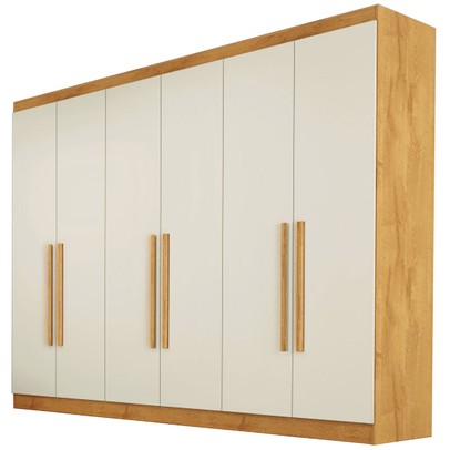 Guarda-Roupa Casal Oslo 6 Portas 4 Gavetas 100% Mdf Peroba/Off White - Mademarques