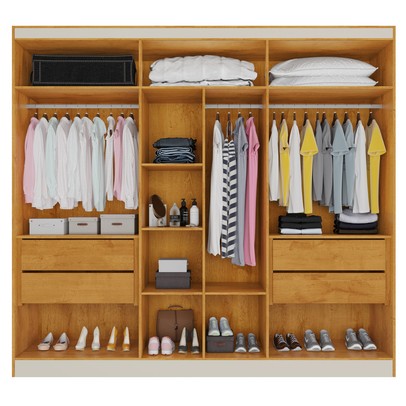 Guarda-Roupa Casal Oslo 6 Portas 4 Gavetas 100% Mdf Peroba/Off White - Mademarques