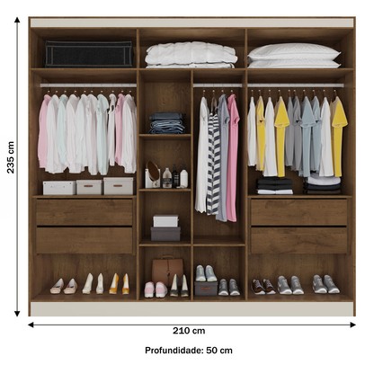 Guarda-Roupa Casal Oslo 6 Portas 4 Gavetas 100% Mdf Brauna - Mademarques