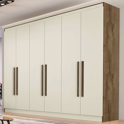 Guarda-Roupa Casal Oslo 6 Portas 4 Gavetas 100% Mdf Brauna/Off White - Mademarques