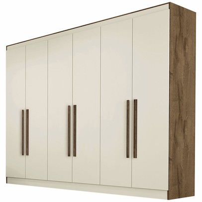 Guarda-Roupa Casal Oslo 6 Portas 4 Gavetas 100% Mdf Brauna/Off White - Mademarques