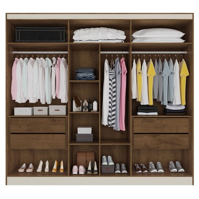 Guarda-Roupa Casal Oslo 6 Portas 4 Gavetas 100% Mdf Brauna/Off White - Mademarques