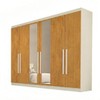 Guarda-Roupa Casal Oslo 6 Portas 4 Gavetas 100% Mdf com Espelho Off White/Peroba - Mademarques