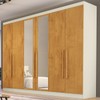 Guarda-Roupa Casal Oslo 6 Portas 4 Gavetas 100% Mdf com Espelho Off White/Peroba - Mademarques