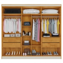 Guarda-Roupa Casal Oslo 6 Portas 4 Gavetas 100% Mdf com Espelho Peroba - Mademarques