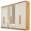 Guarda-Roupa Casal  Oslo 6 Portas 4 Gavetas 100% Mdf com Espelho Peroba/Off White - Mademarques