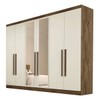 Guarda-Roupa Casal Oslo 6 Portas 4 Gavetas 100% Mdf com Espelho Brauna/Off White - Mademarques