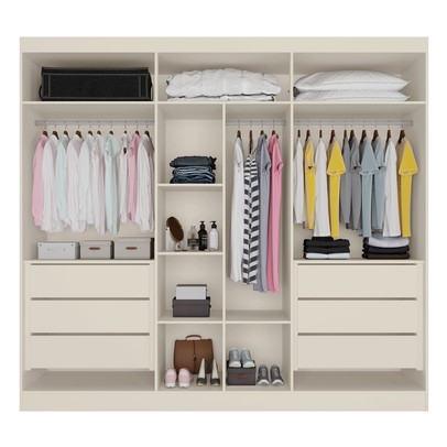 Guarda-Roupa Casal Oslo 6 Portas 6 Gavetas 100% Mdf Off White - Mademarques