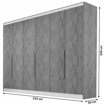 Guarda-Roupa Casal Oslo 6 Portas 6 Gavetas 100% Mdf Off White - Mademarques