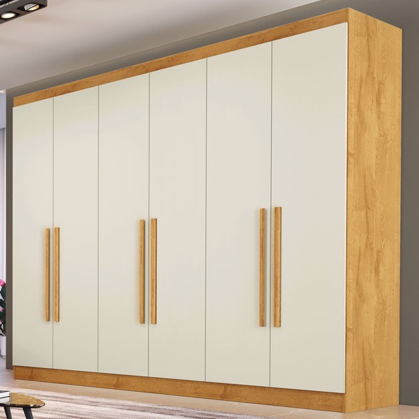 Guarda-Roupa Casal Oslo 6 Portas 6 Gavetas 100% Mdf Peroba/Off White - Mademarques