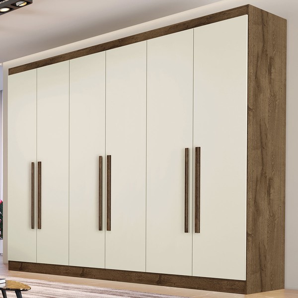 Guarda-Roupa Casal  Oslo 6 Portas 6 Gavetas 100% Mdf Brauna Off White - Mademarques