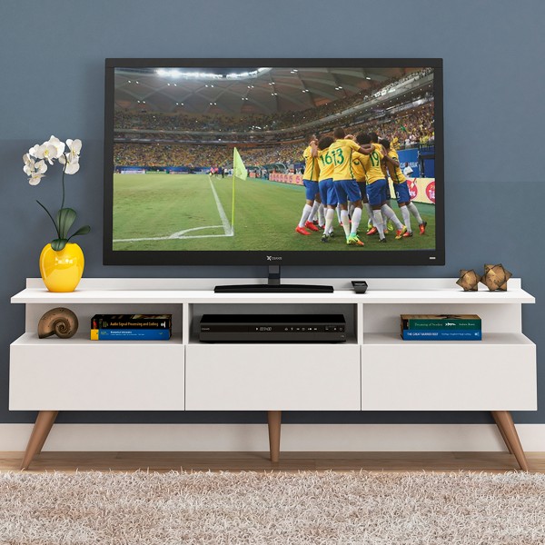 Rack para TV Até 65 Polegadas Lisboa 3 Portas Branco - Fellicci